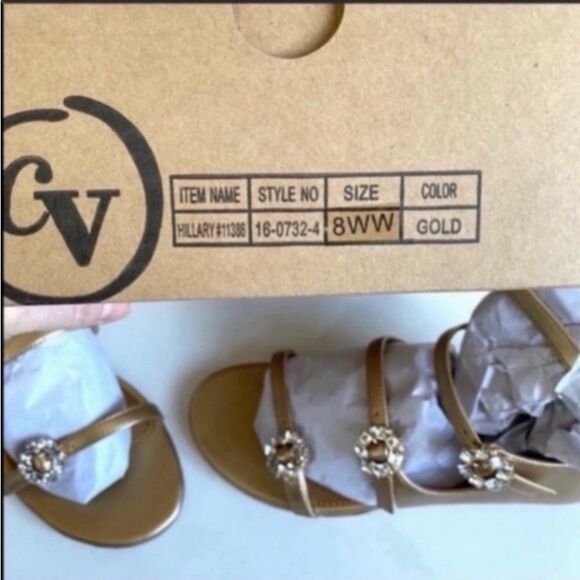 Comfortview Strappy Embellished Sandals Gold 8WW - Picture 2 of 14